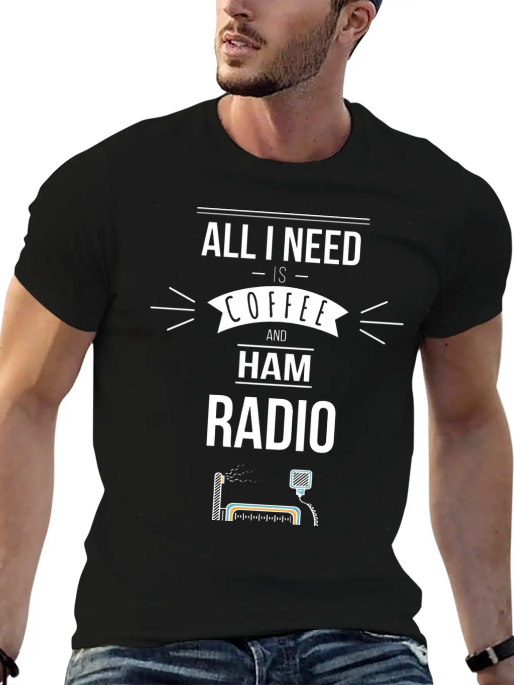 Funny Ham Radio Operator Coffee Drinker Unisex Casual T-Shirt – Clean Design For Daily Comfort
