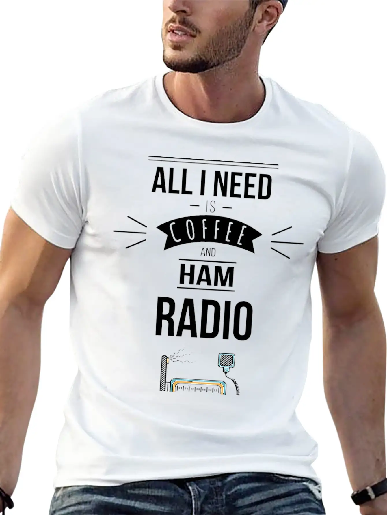 Funny Ham Radio Operator Coffee Drinker Unisex Casual T-Shirt – Clean Design For Daily Comfort
