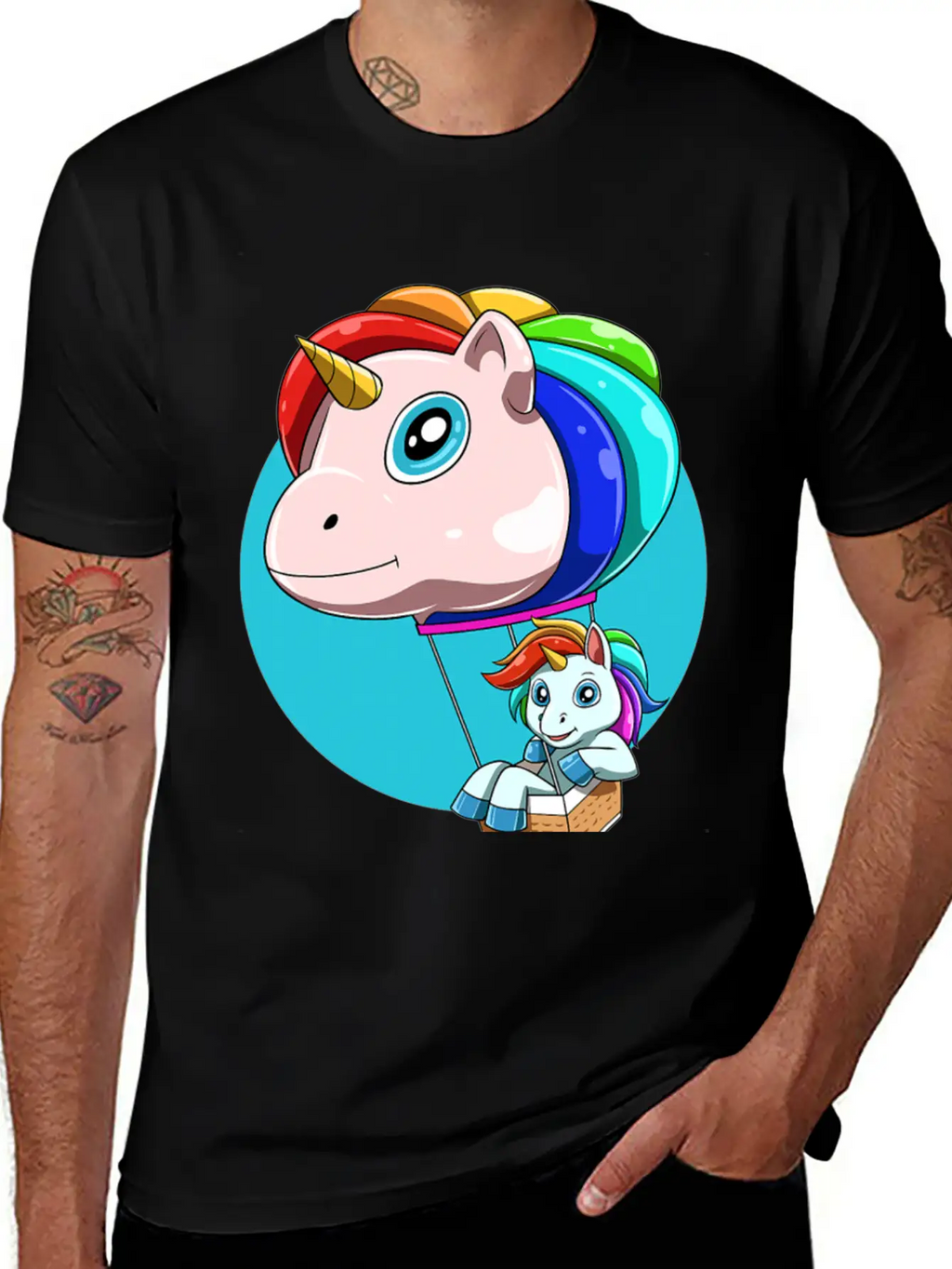 Funny Hot Air Balloon As Unicorn Unisex Casual T-Shirt – Clean Design For Daily Comfort