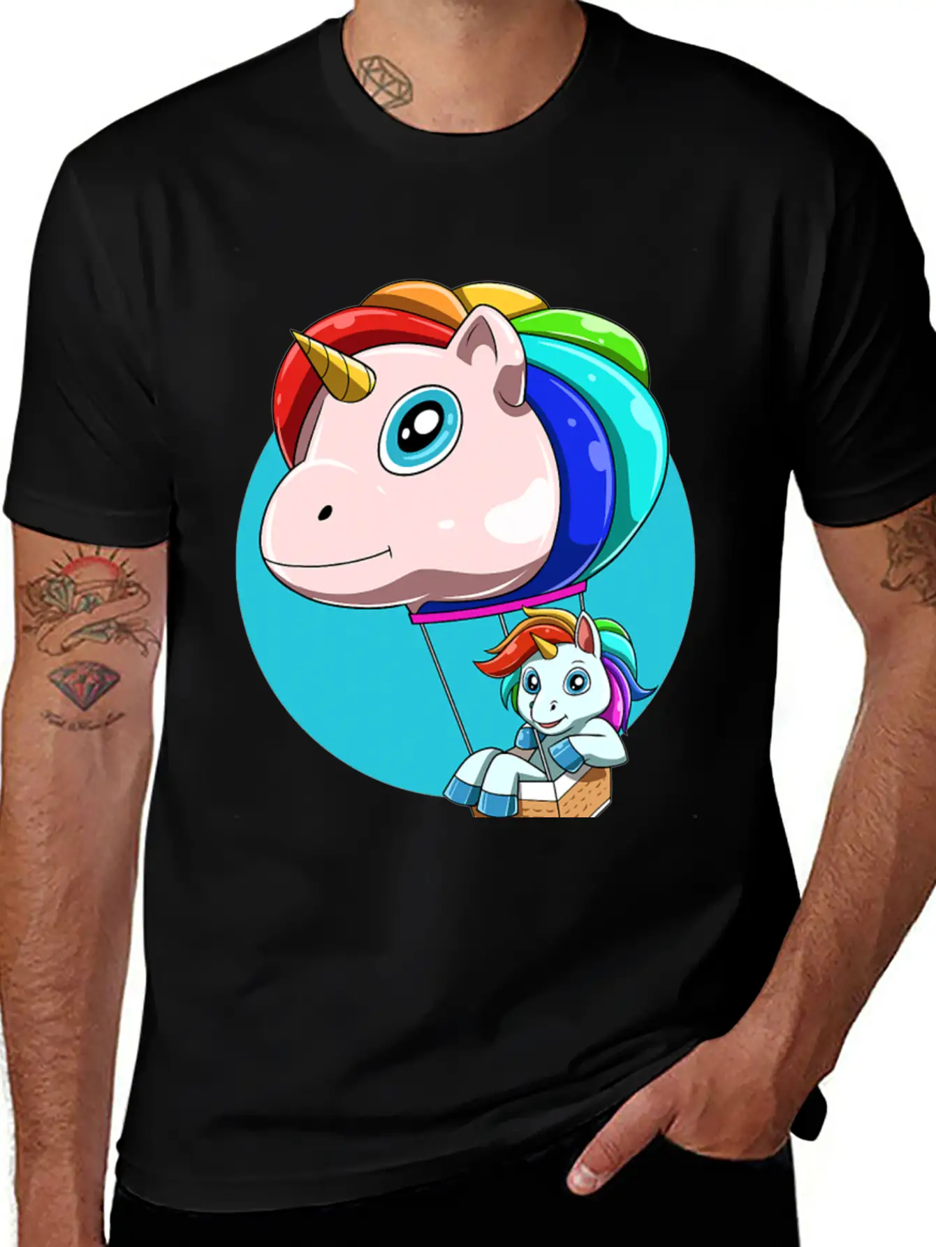 Funny Hot Air Balloon As Unicorn Unisex Casual T-Shirt – Clean Design For Daily Comfort