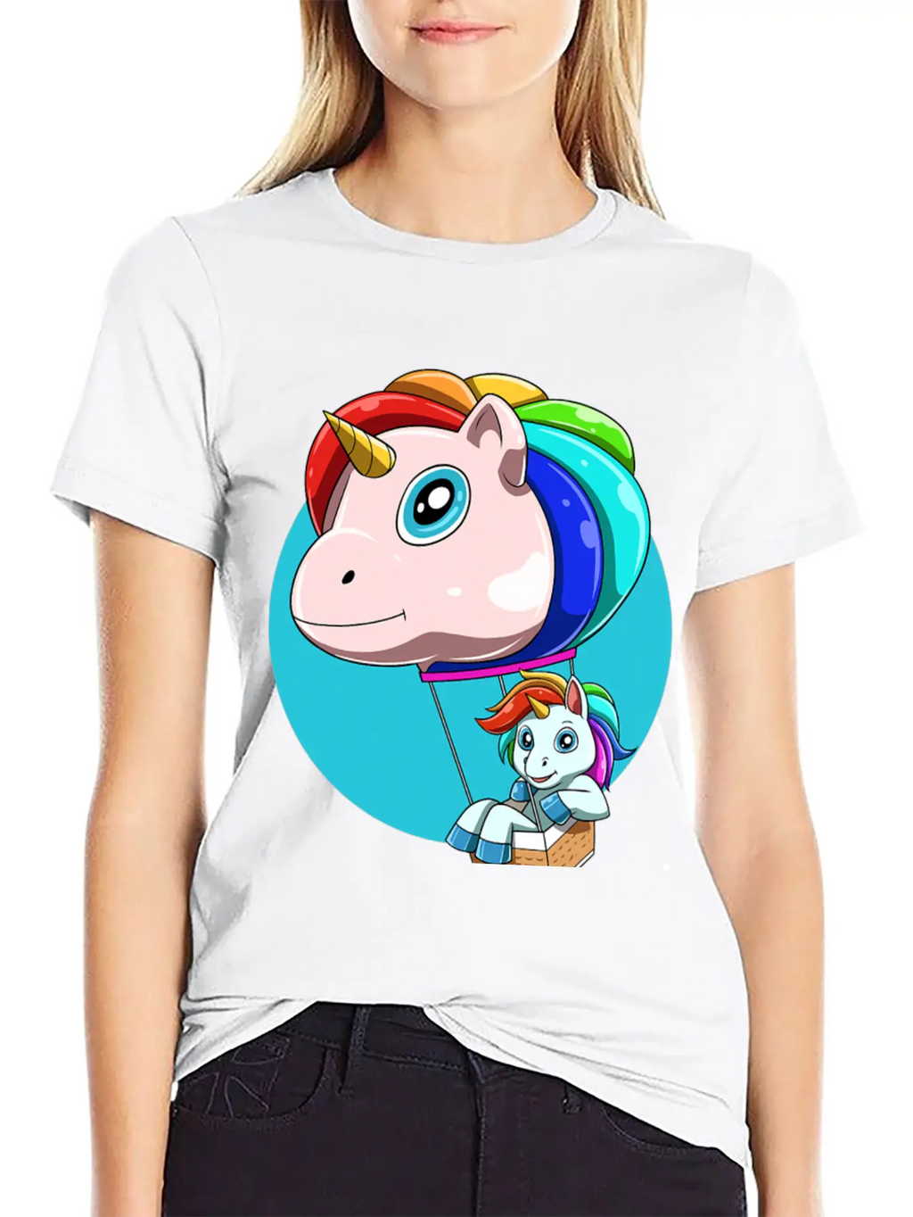 Funny Hot Air Balloon As Unicorn Unisex Casual T-Shirt – Clean Design For Daily Comfort