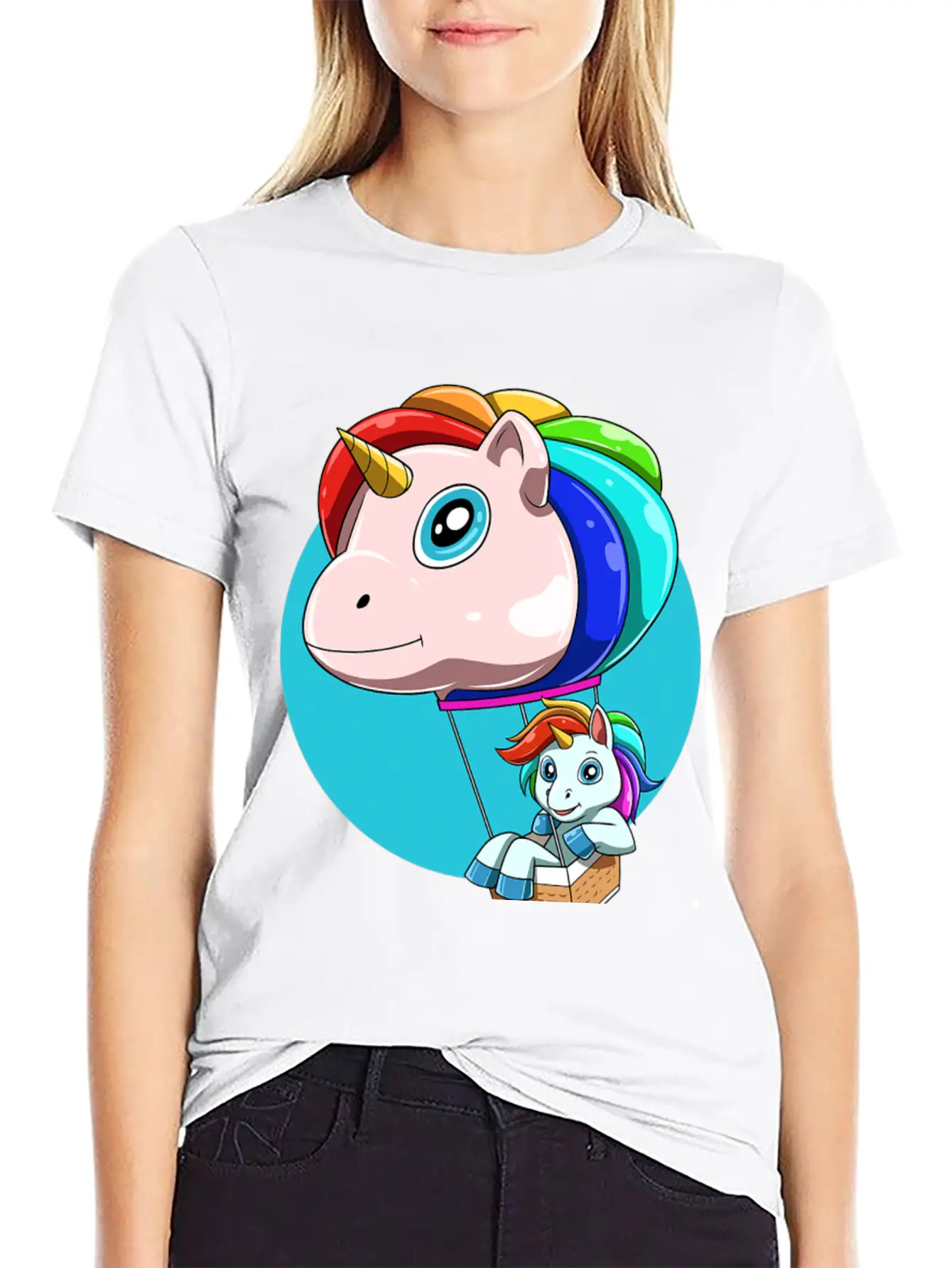 Funny Hot Air Balloon As Unicorn Unisex Casual T-Shirt – Clean Design For Daily Comfort