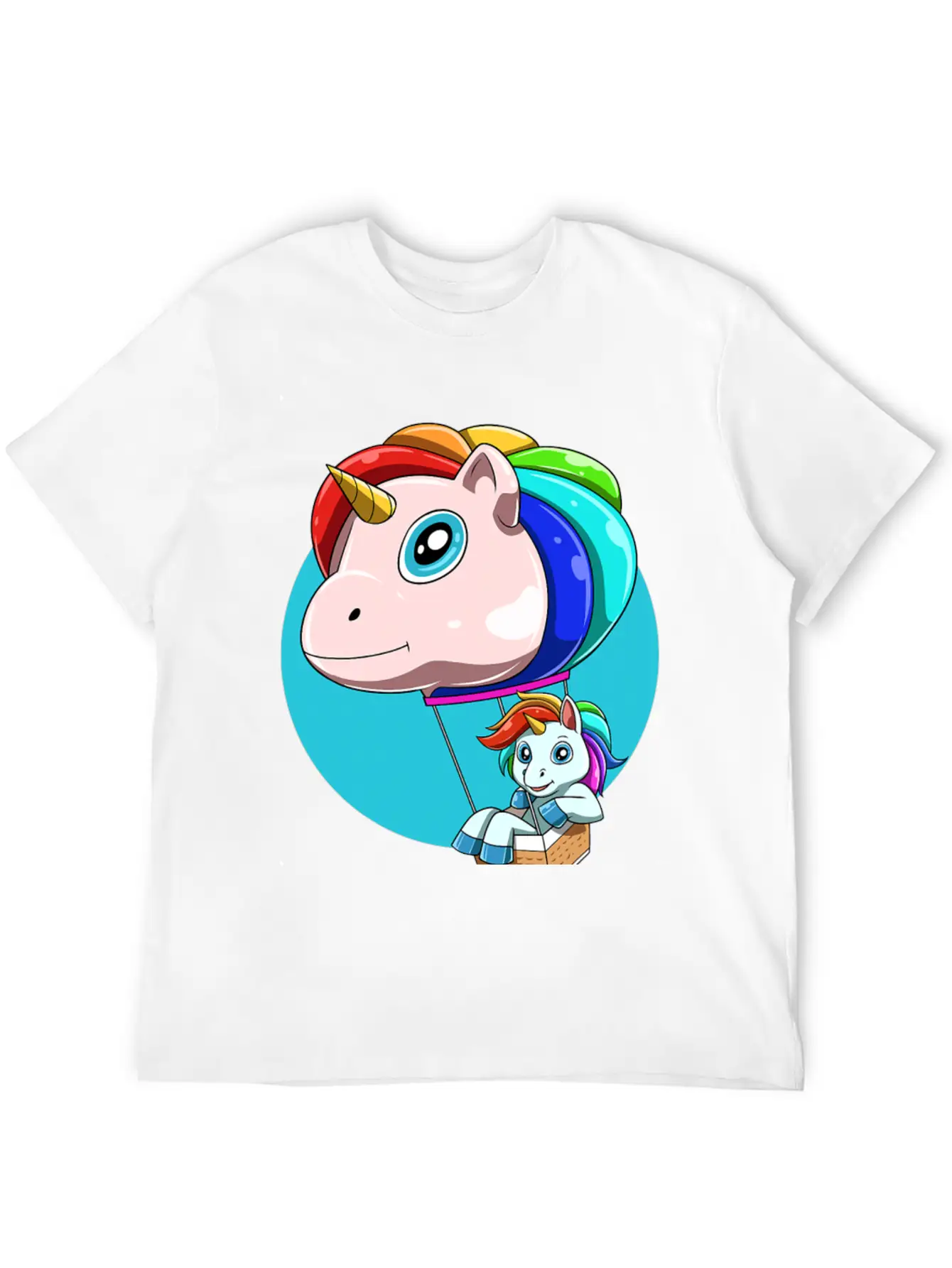 Funny Hot Air Balloon As Unicorn Unisex Casual T-Shirt – Clean Design For Daily Comfort