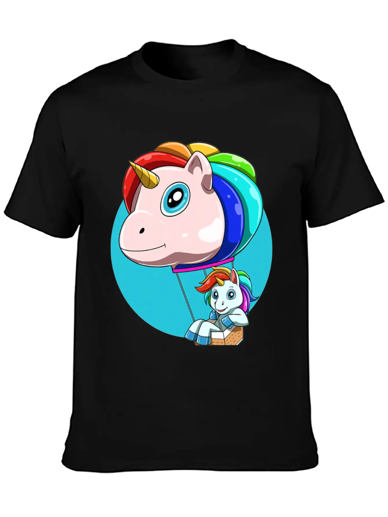Funny Hot Air Balloon As Unicorn Unisex Casual T-Shirt – Clean Design For Daily Comfort