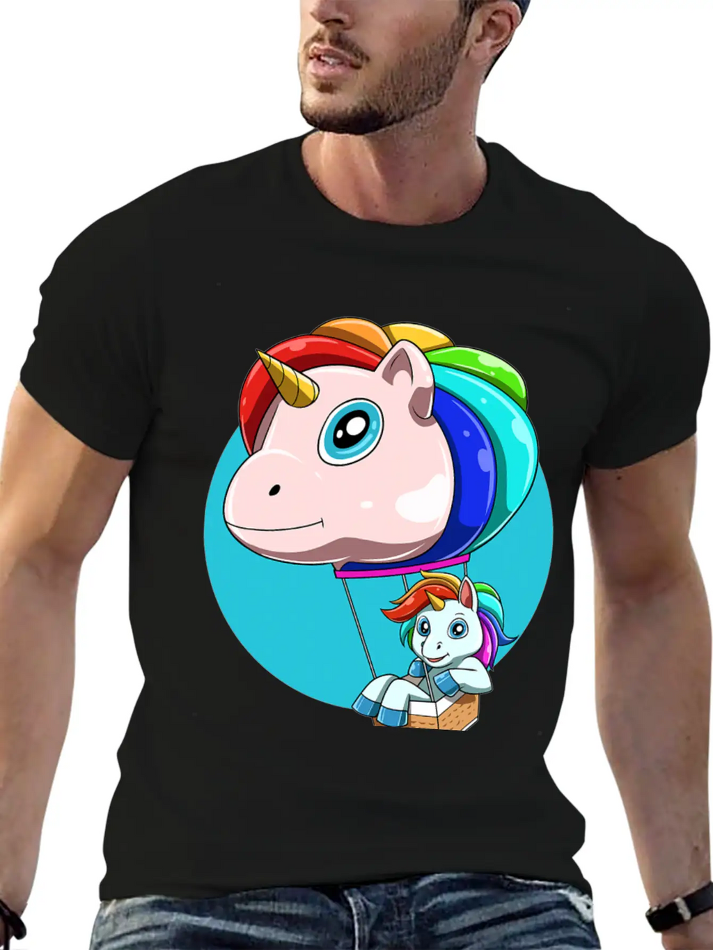 Funny Hot Air Balloon As Unicorn Unisex Casual T-Shirt – Clean Design For Daily Comfort