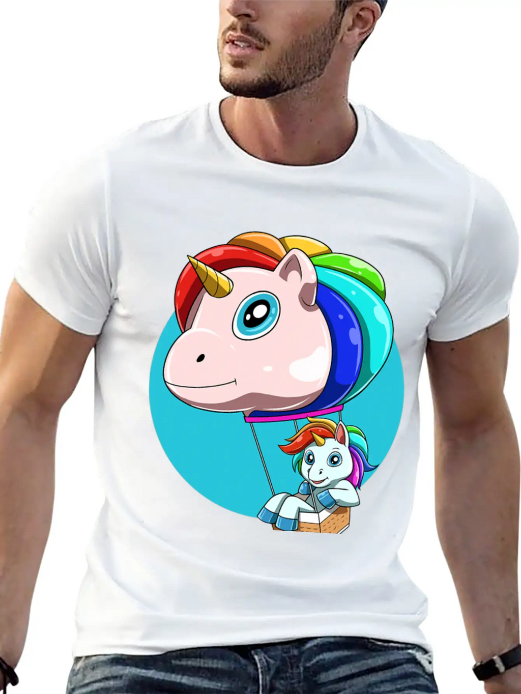 Funny Hot Air Balloon As Unicorn Unisex Casual T-Shirt – Clean Design For Daily Comfort