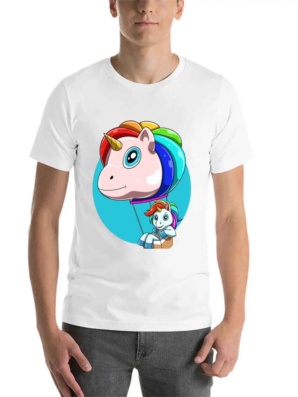 Funny Hot Air Balloon As Unicorn Unisex Casual T-Shirt – Clean Design For Daily Comfort
