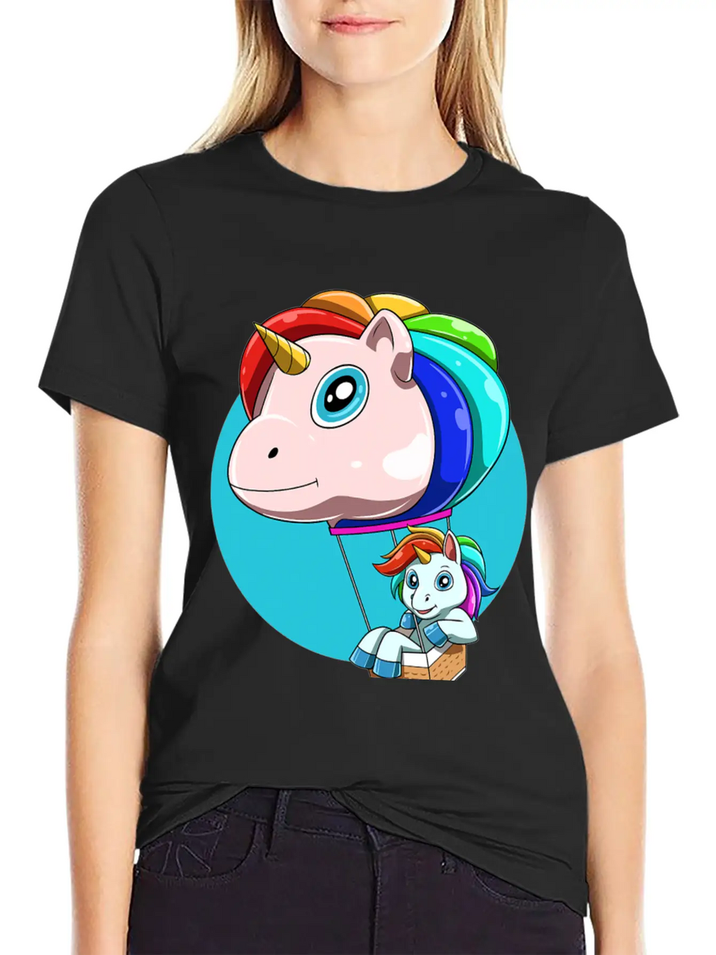 Funny Hot Air Balloon As Unicorn Unisex Casual T-Shirt – Clean Design For Daily Comfort