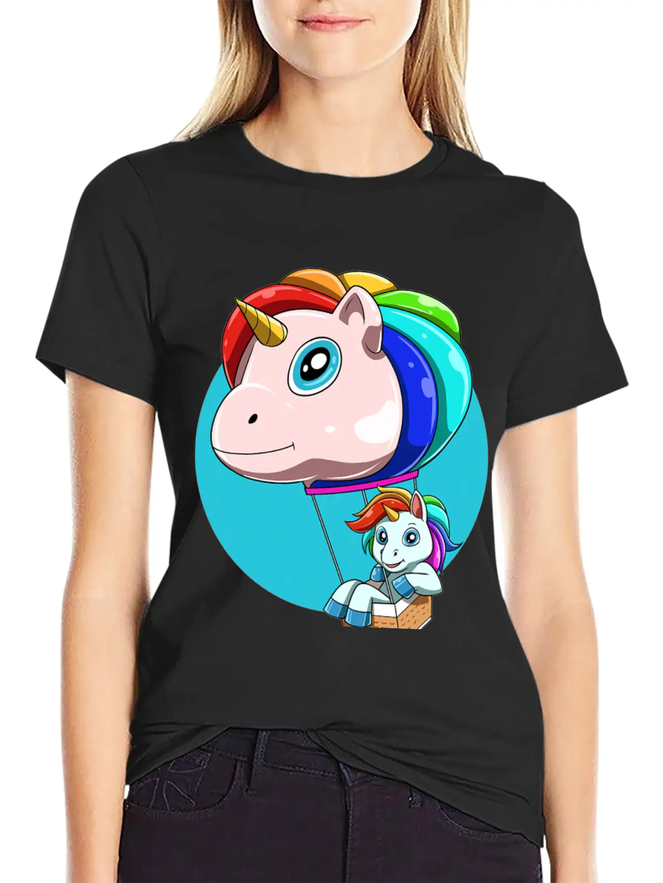 Funny Hot Air Balloon As Unicorn Unisex Casual T-Shirt – Clean Design For Daily Comfort