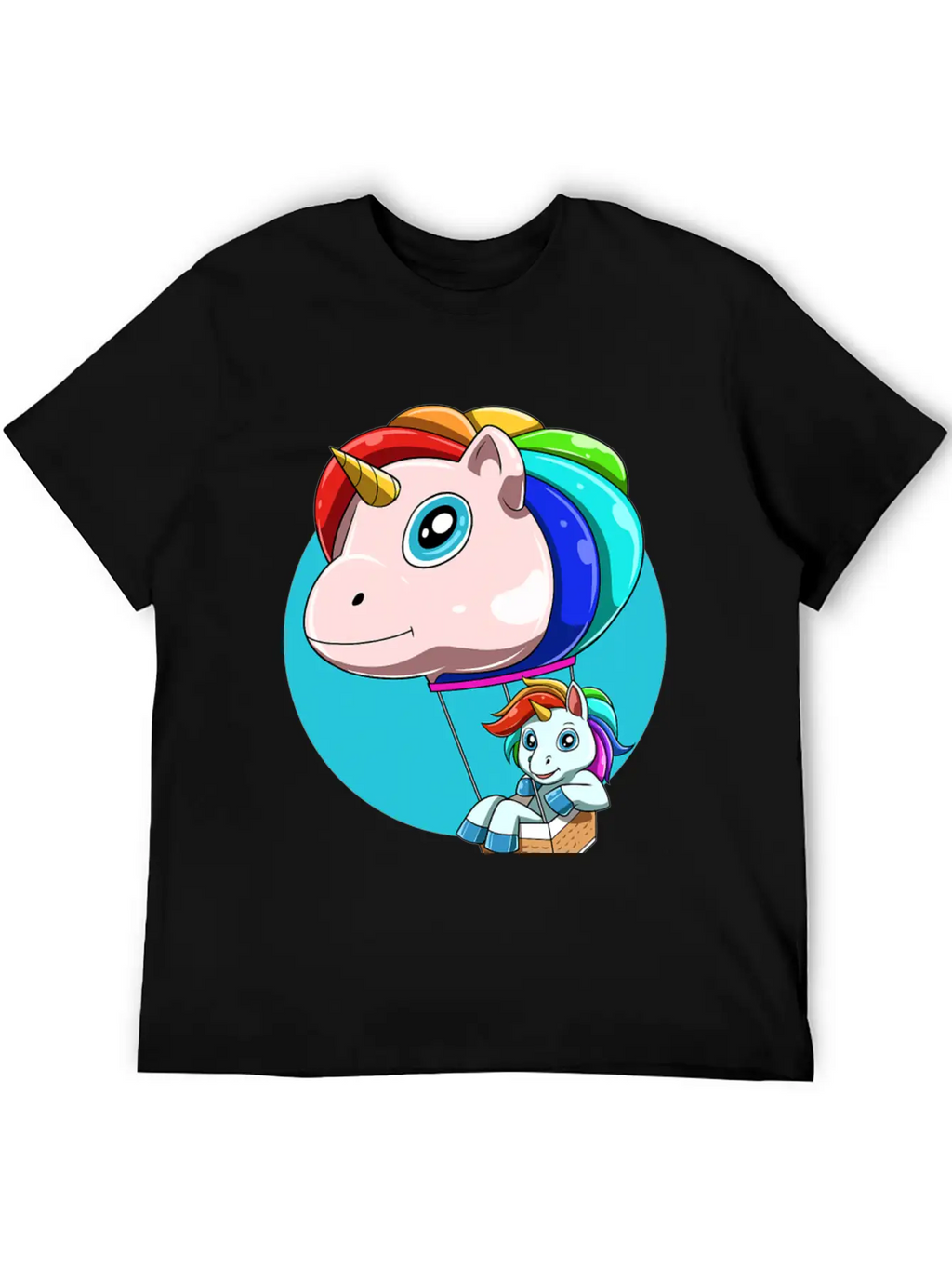 Funny Hot Air Balloon As Unicorn Unisex Casual T-Shirt – Clean Design For Daily Comfort