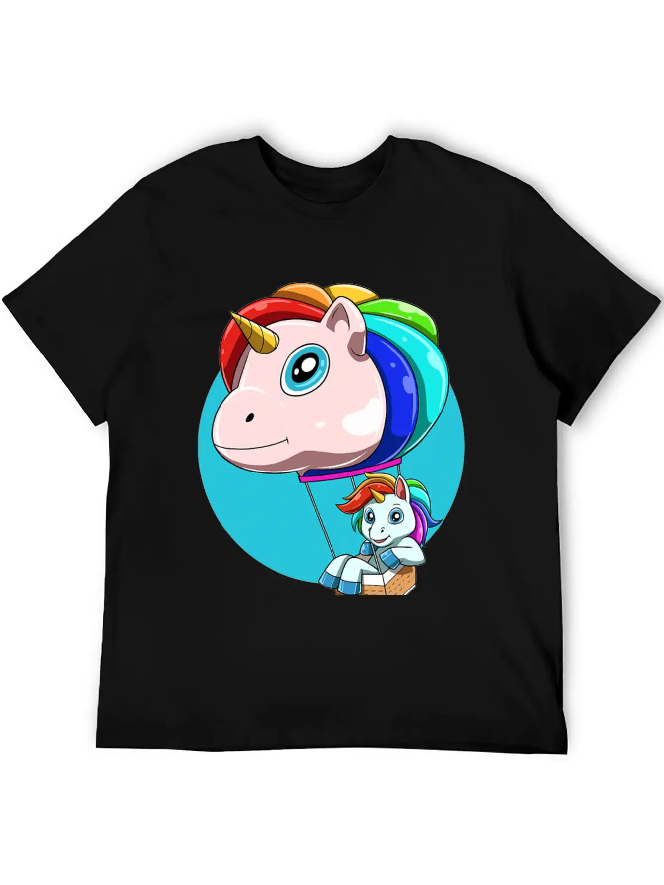 Funny Hot Air Balloon As Unicorn Unisex Casual T-Shirt – Clean Design For Daily Comfort