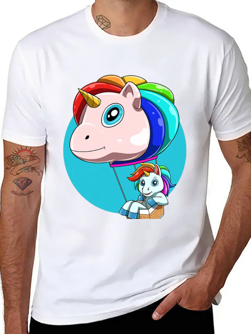 Funny Hot Air Balloon As Unicorn Unisex Casual T-Shirt – Clean Design For Daily Comfort