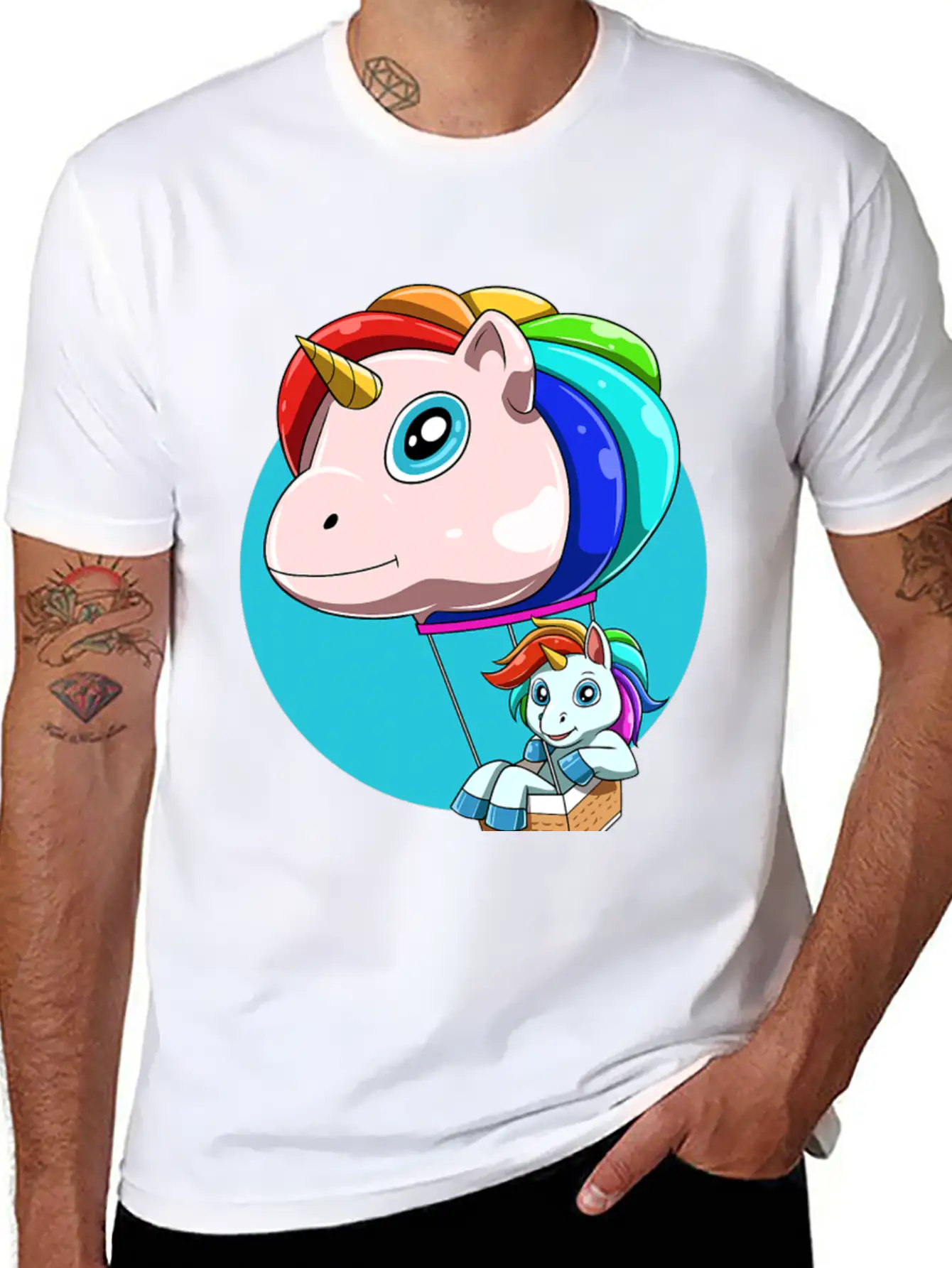 Funny Hot Air Balloon As Unicorn Unisex Casual T-Shirt – Clean Design For Daily Comfort
