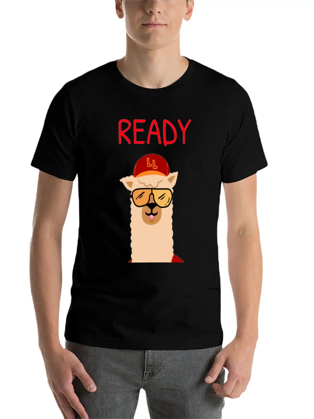 Funny Llama With Sunglasses Enjoying Match Day Stylish Everyday T-Shirt – Unisex Basic Cotton Tee
