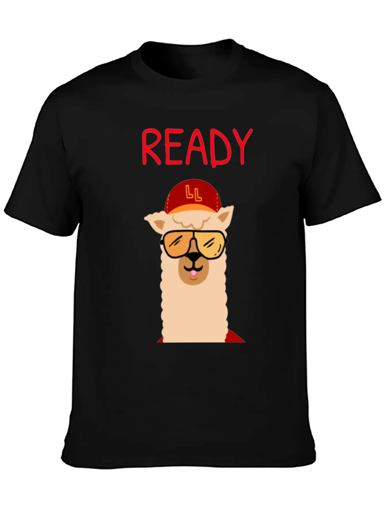 Funny Llama With Sunglasses Enjoying Match Day Stylish Everyday T-Shirt – Unisex Basic Cotton Tee
