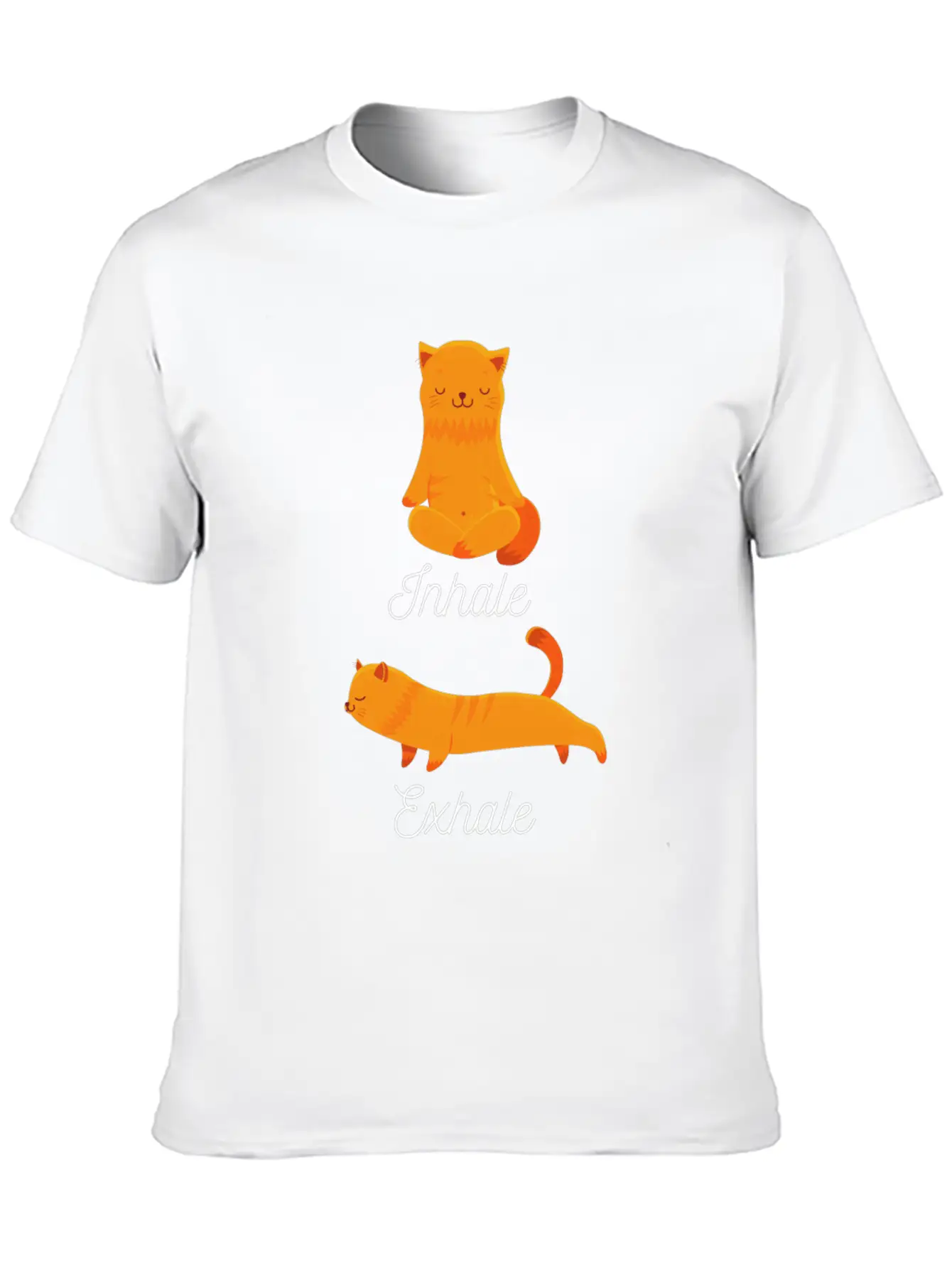 Funny Meditation Meditating Cat Inhale Exhale Unisex Casual T-Shirt – Clean Design For Daily Comfort