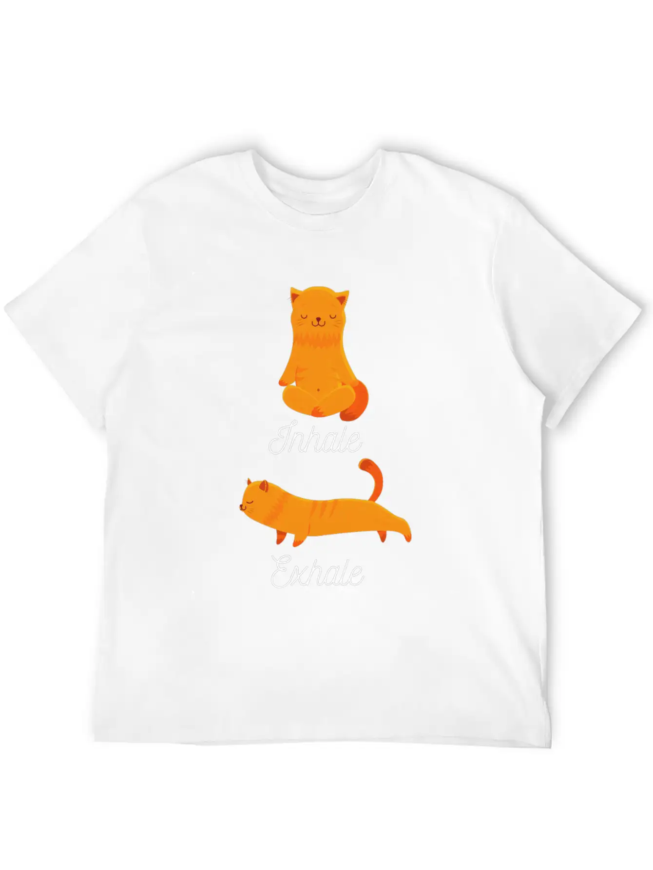 Funny Meditation Meditating Cat Inhale Exhale Unisex Casual T-Shirt – Clean Design For Daily Comfort