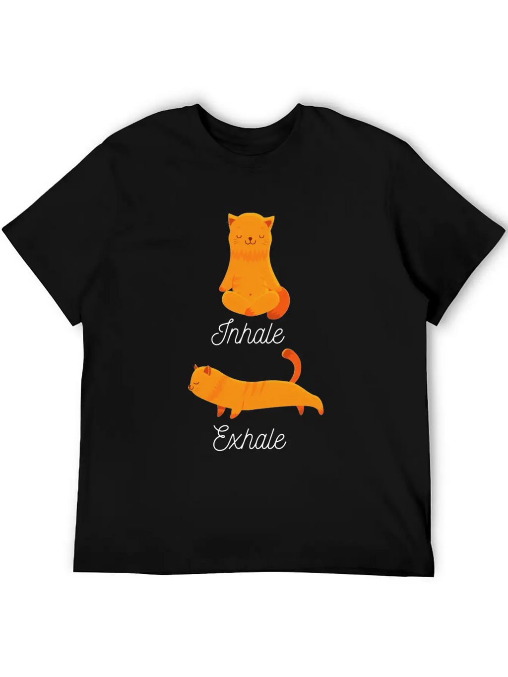 Funny Meditation Meditating Cat Inhale Exhale Unisex Casual T-Shirt – Clean Design For Daily Comfort