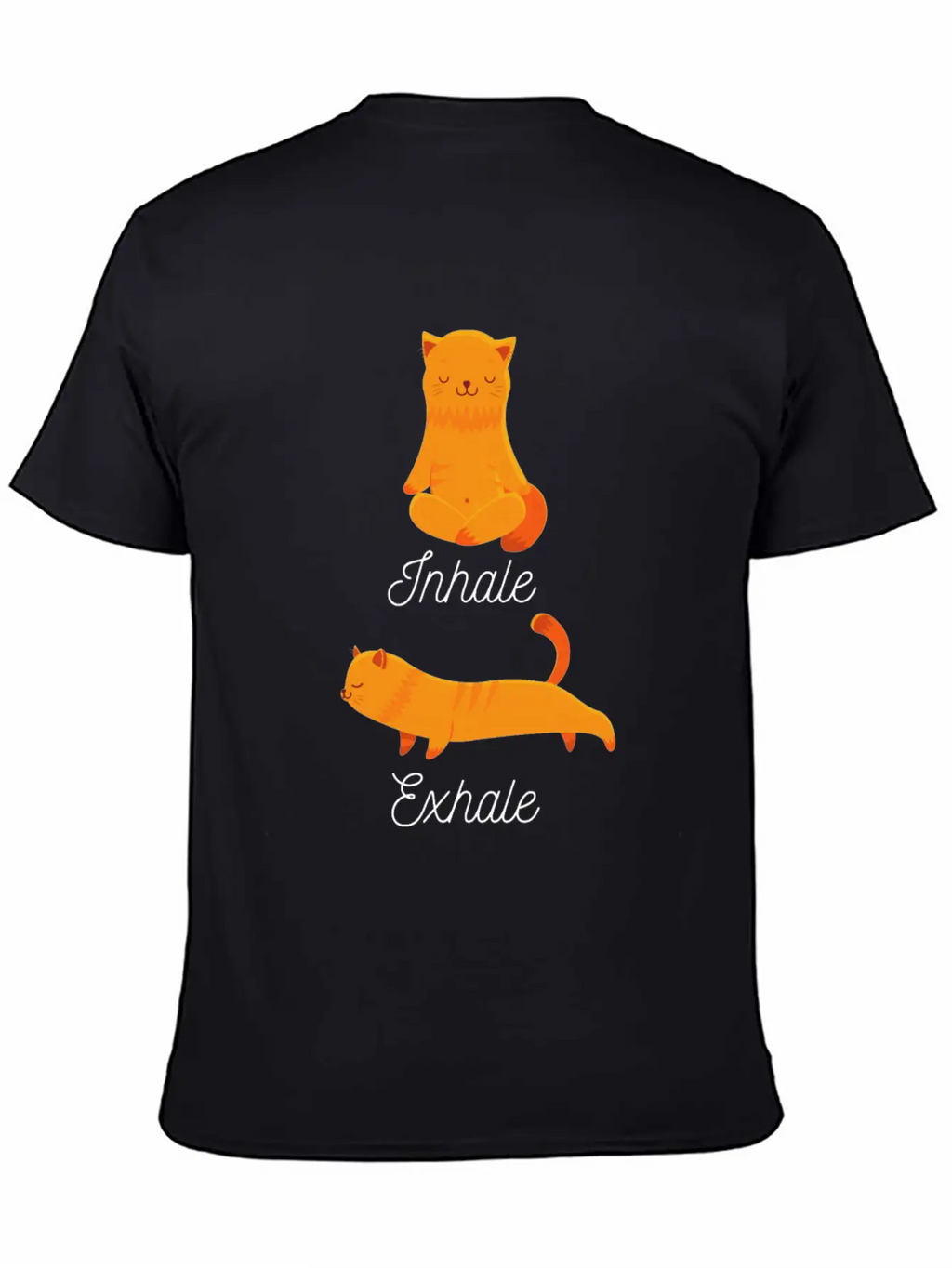 Funny Meditation Meditating Cat Inhale Exhale Unisex Casual T-Shirt – Clean Design For Daily Comfort