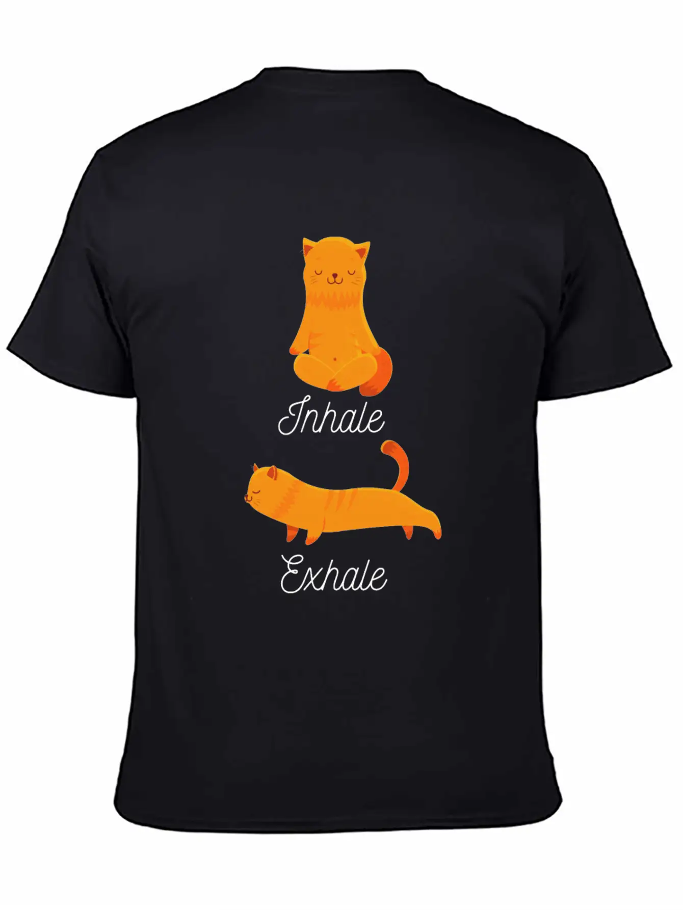 Funny Meditation Meditating Cat Inhale Exhale Unisex Casual T-Shirt – Clean Design For Daily Comfort