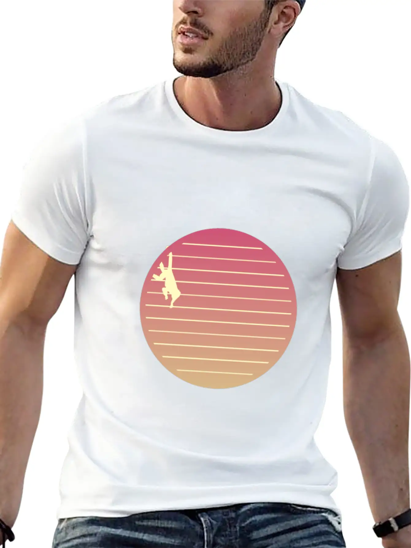 Funny Monkey Monkeys Retro Colors Sunrise Unisex Casual T-Shirt – Clean Design For Daily Comfort