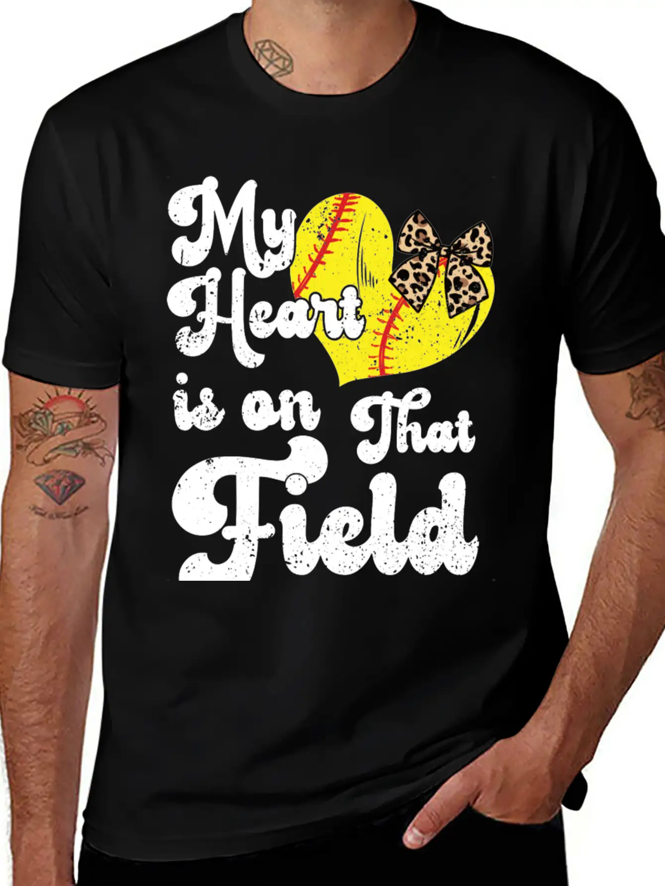 Funny My Heart Is On That Field Softball Baseball Unisex Casual T-Shirt – Clean Design For Daily Comfort