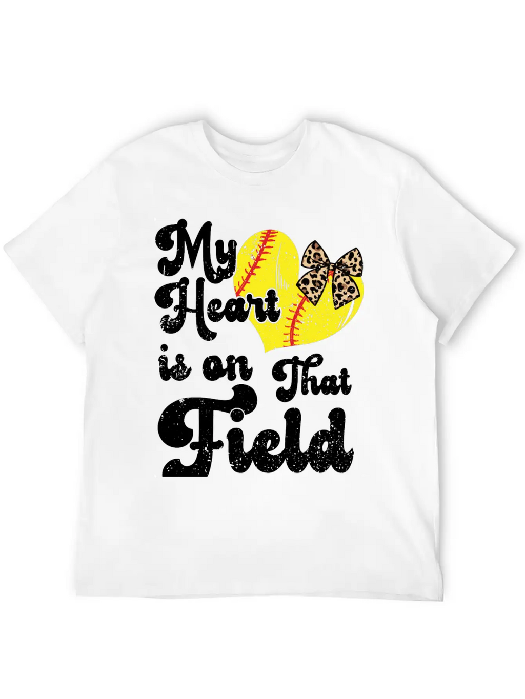 Funny My Heart Is On That Field Softball Baseball Unisex Casual T-Shirt – Clean Design For Daily Comfort