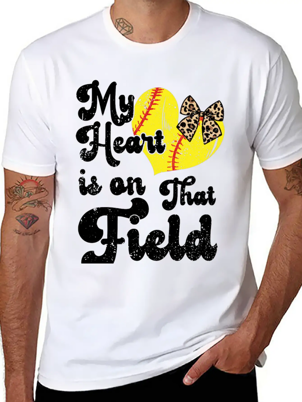 Funny My Heart Is On That Field Softball Baseball Unisex Casual T-Shirt – Clean Design For Daily Comfort