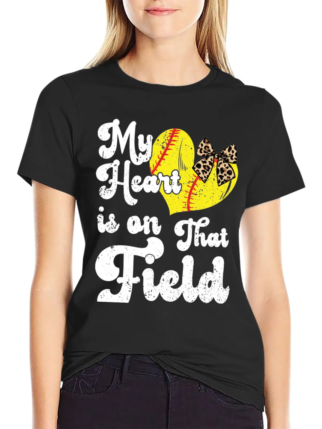 Funny My Heart Is On That Field Softball Baseball Unisex Casual T-Shirt – Clean Design For Daily Comfort