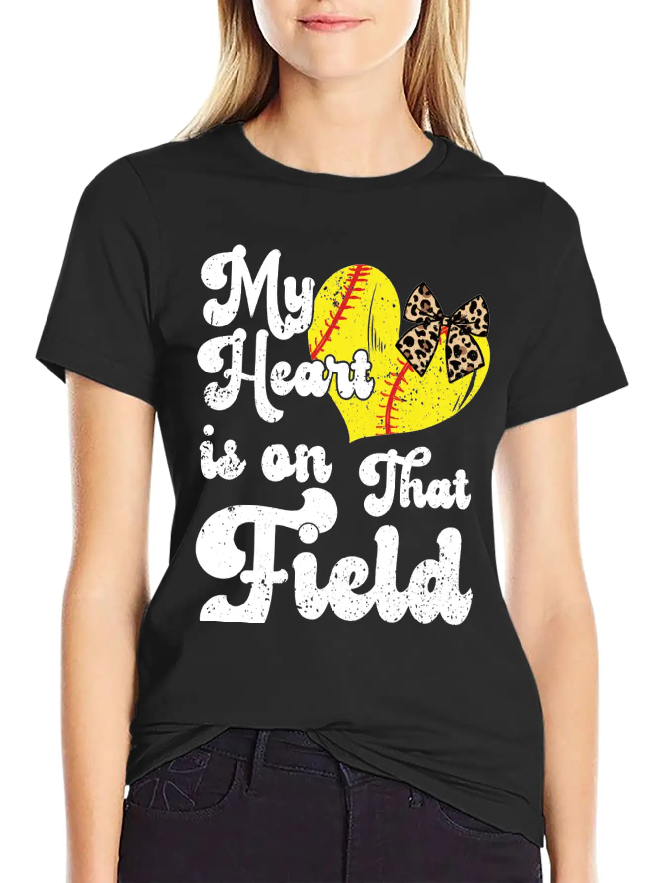 Funny My Heart Is On That Field Softball Baseball Unisex Casual T-Shirt – Clean Design For Daily Comfort