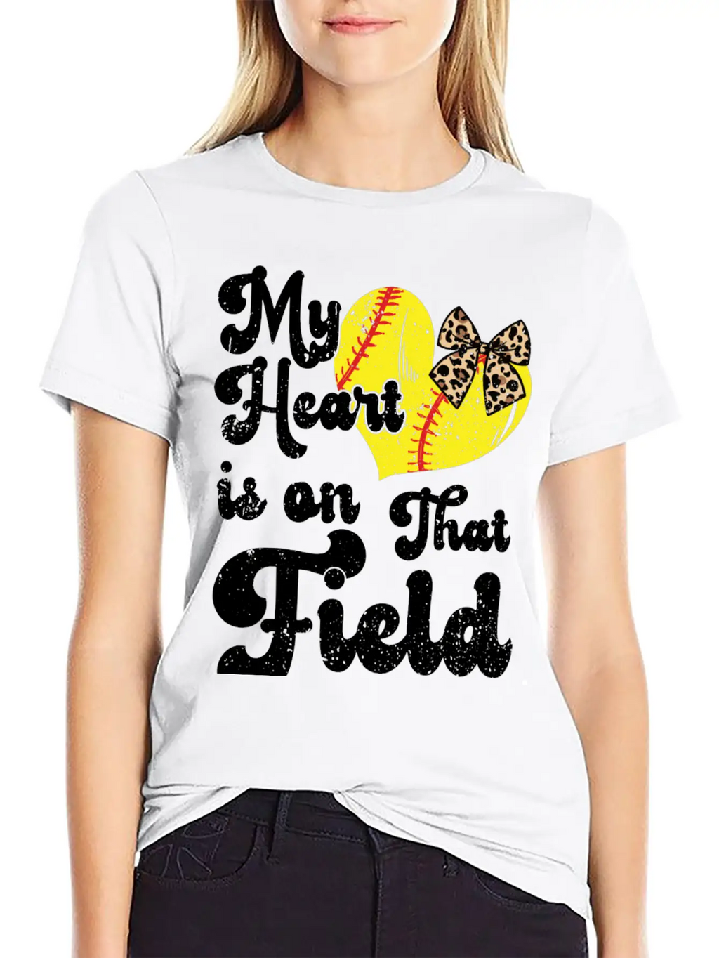 Funny My Heart Is On That Field Softball Baseball Unisex Casual T-Shirt – Clean Design For Daily Comfort