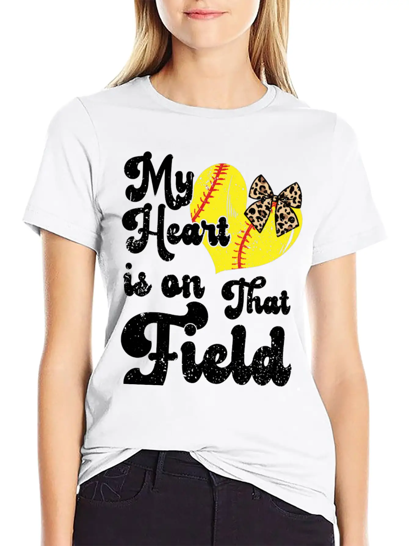 Funny My Heart Is On That Field Softball Baseball Unisex Casual T-Shirt – Clean Design For Daily Comfort