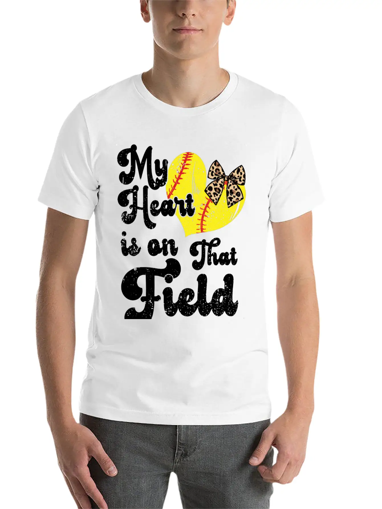 Funny My Heart Is On That Field Softball Baseball Unisex Casual T-Shirt – Clean Design For Daily Comfort