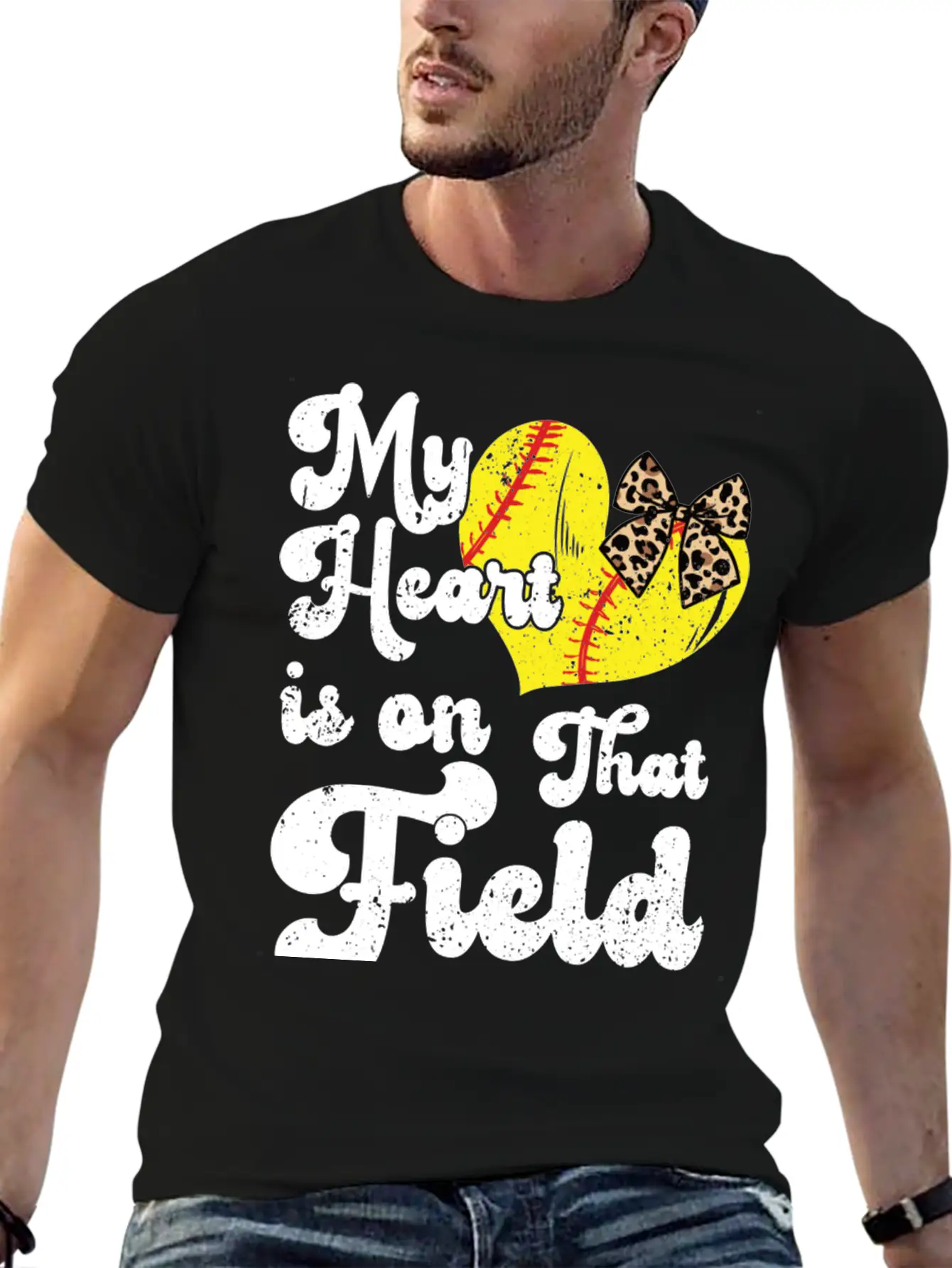 Funny My Heart Is On That Field Softball Baseball Unisex Casual T-Shirt – Clean Design For Daily Comfort