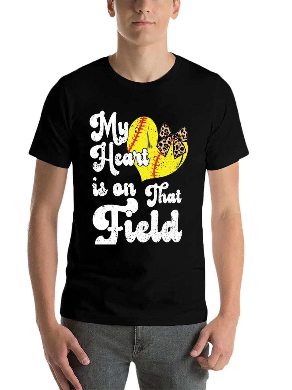 Funny My Heart Is On That Field Softball Baseball Unisex Casual T-Shirt – Clean Design For Daily Comfort