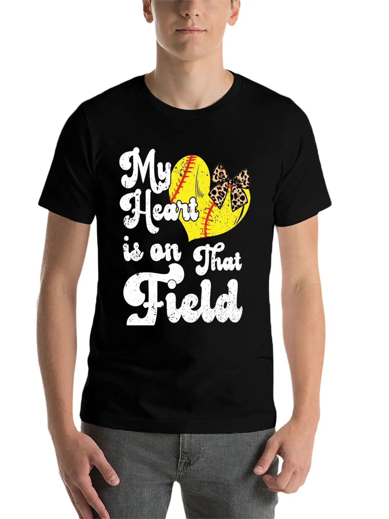 Funny My Heart Is On That Field Softball Baseball Unisex Casual T-Shirt – Clean Design For Daily Comfort