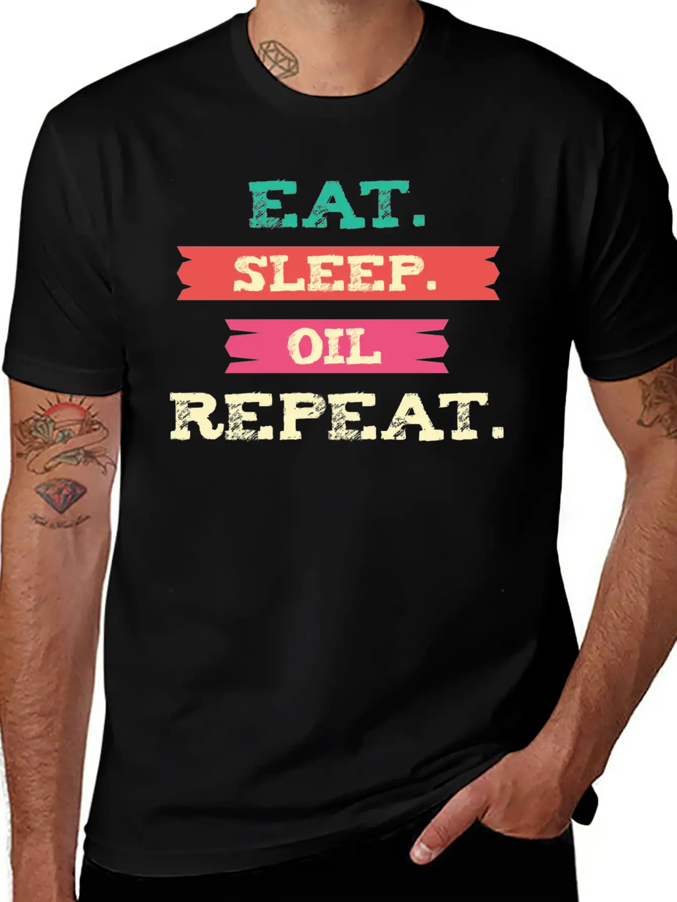 Funny Oil - Eat Sleep Repeat - Essential Oils Essential Cotton Tee For Daily Outfits – Unisex Style