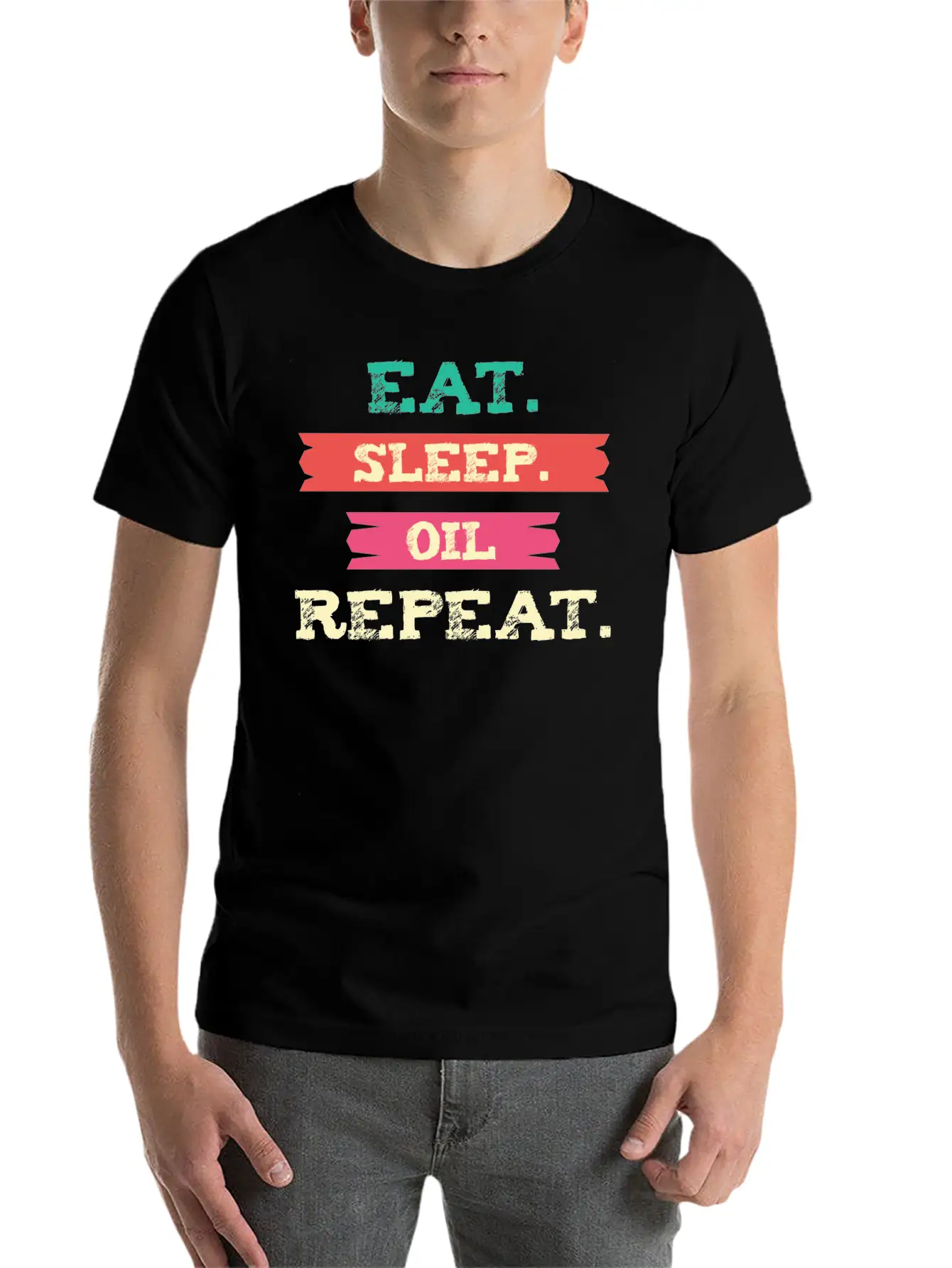 Funny Oil - Eat Sleep Repeat - Essential Oils Essential Cotton Tee For Daily Outfits – Unisex Style