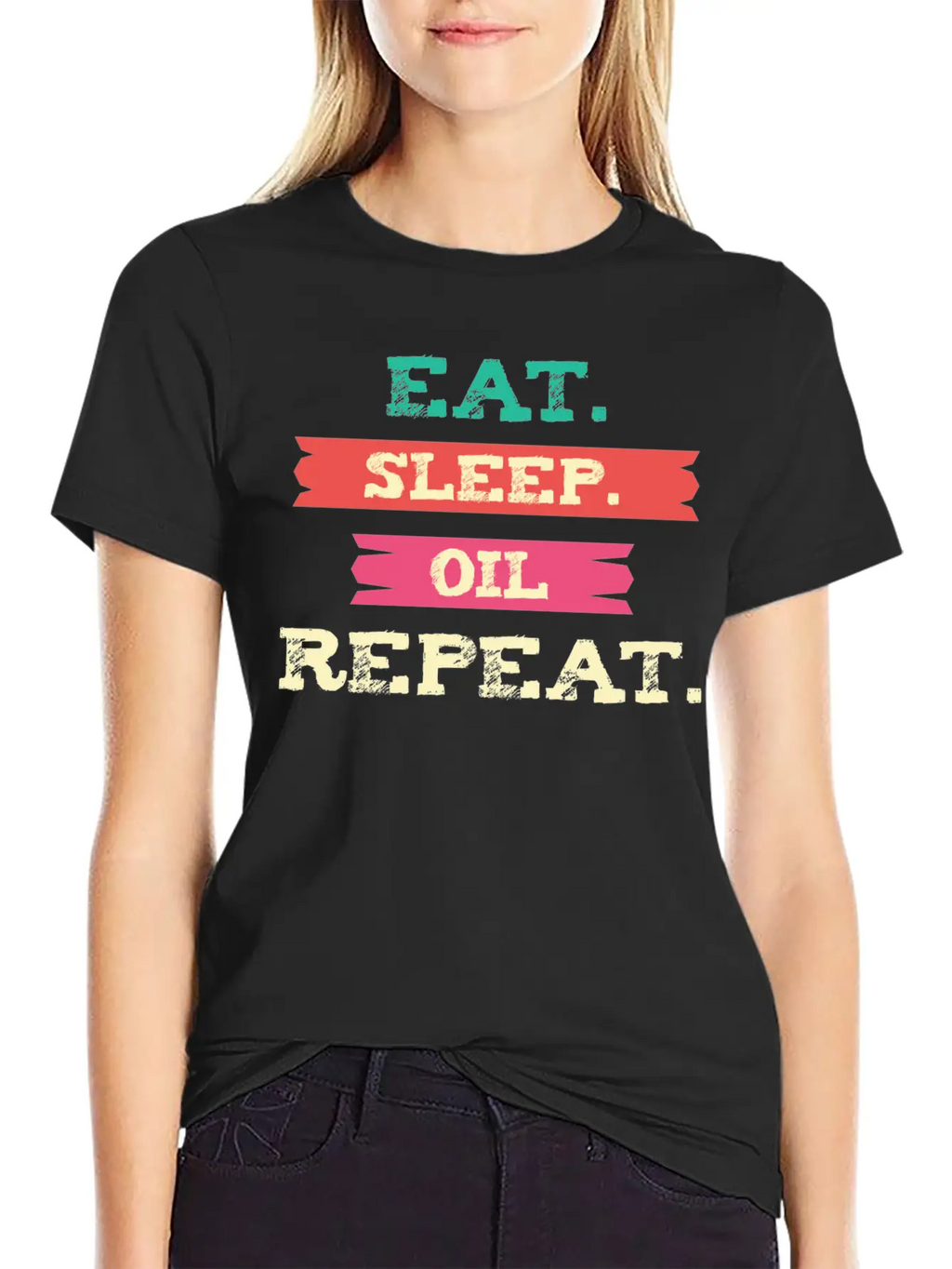 Funny Oil - Eat Sleep Repeat - Essential Oils Essential Cotton Tee For Daily Outfits – Unisex Style