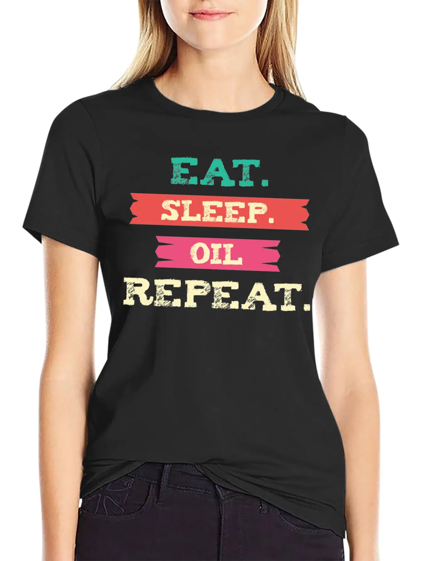 Funny Oil - Eat Sleep Repeat - Essential Oils Essential Cotton Tee For Daily Outfits – Unisex Style