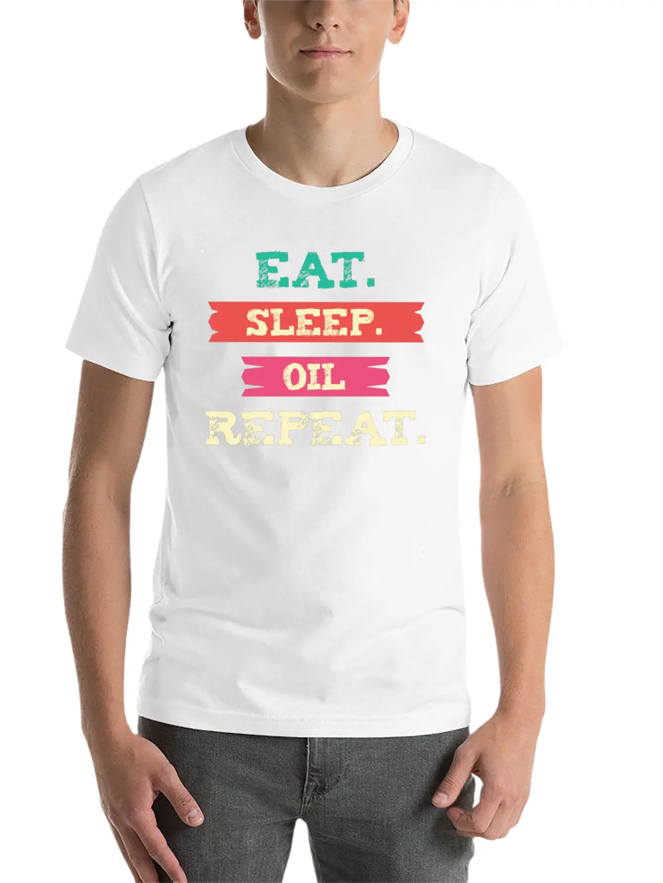 Funny Oil - Eat Sleep Repeat - Essential Oils Essential Cotton Tee For Daily Outfits – Unisex Style
