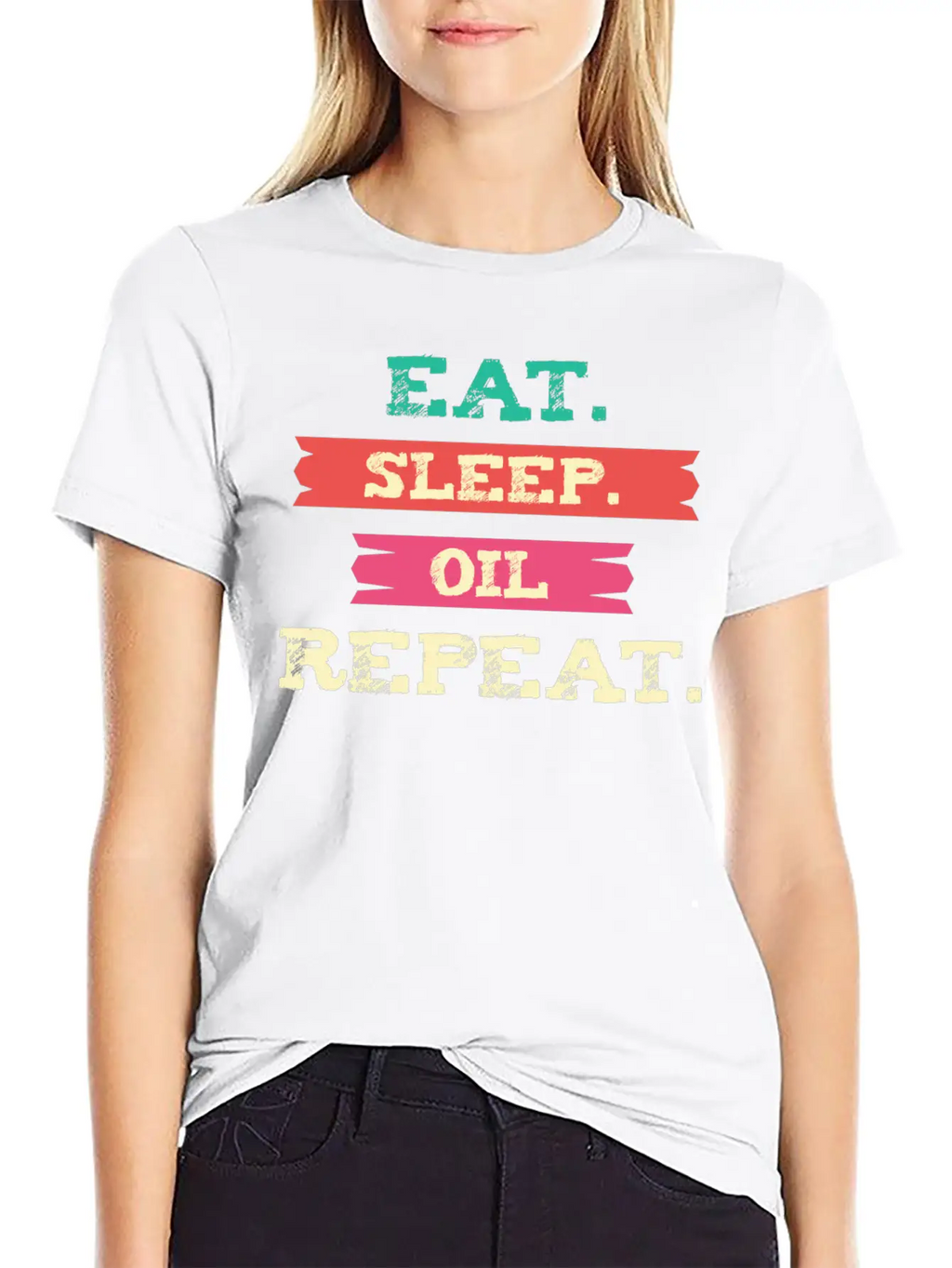 Funny Oil - Eat Sleep Repeat - Essential Oils Essential Cotton Tee For Daily Outfits – Unisex Style