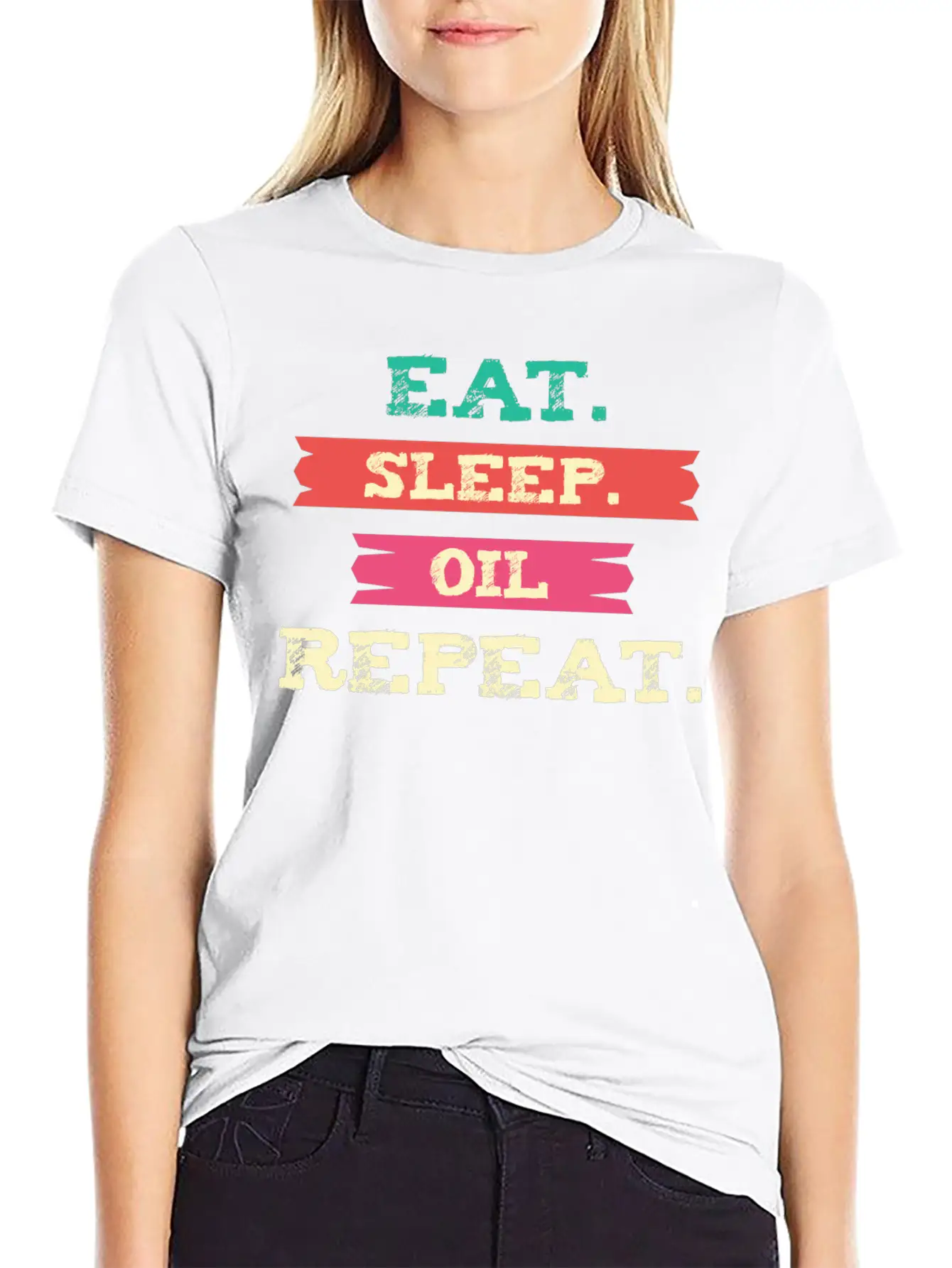 Funny Oil - Eat Sleep Repeat - Essential Oils Essential Cotton Tee For Daily Outfits – Unisex Style