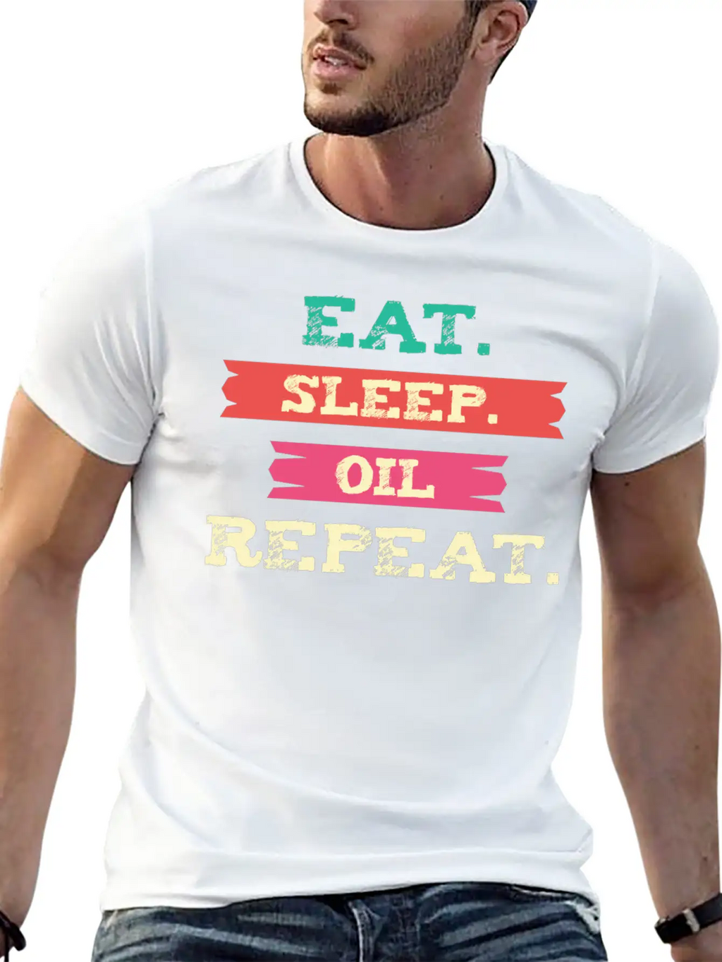 Funny Oil - Eat Sleep Repeat - Essential Oils Essential Cotton Tee For Daily Outfits – Unisex Style