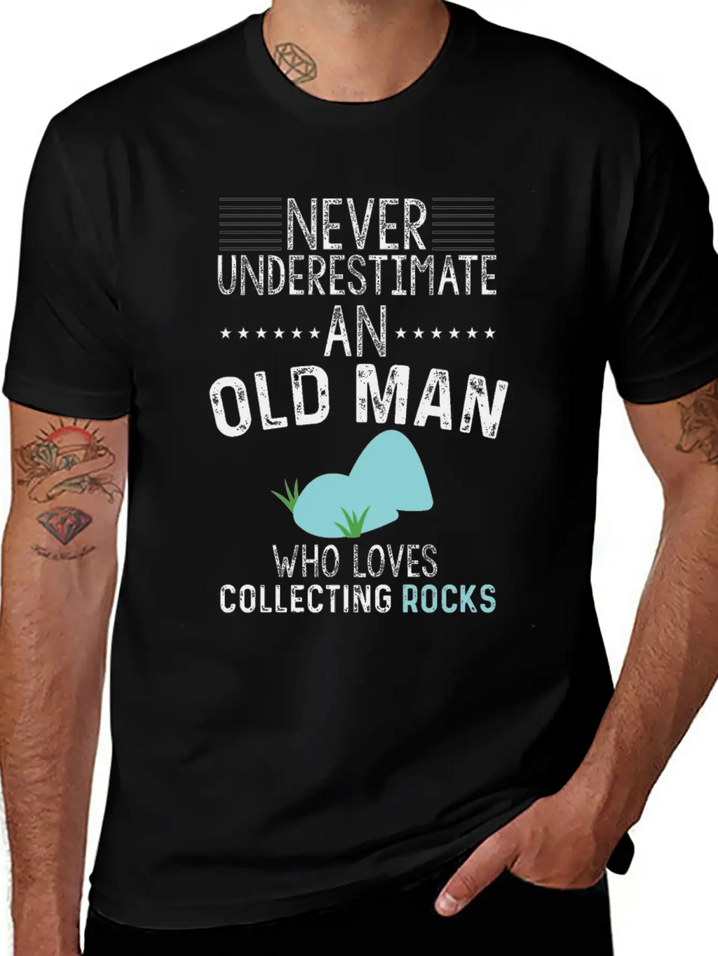 Funny Old Man Loves Collecting Rocks Gift Unisex Casual T-Shirt – Clean Design For Daily Comfort