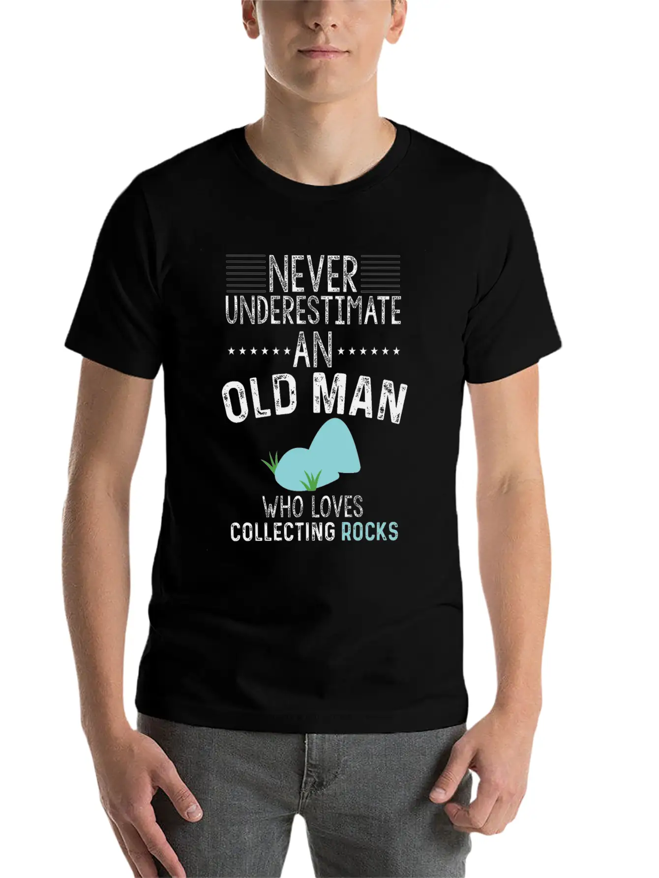 Funny Old Man Loves Collecting Rocks Gift Unisex Casual T-Shirt – Clean Design For Daily Comfort