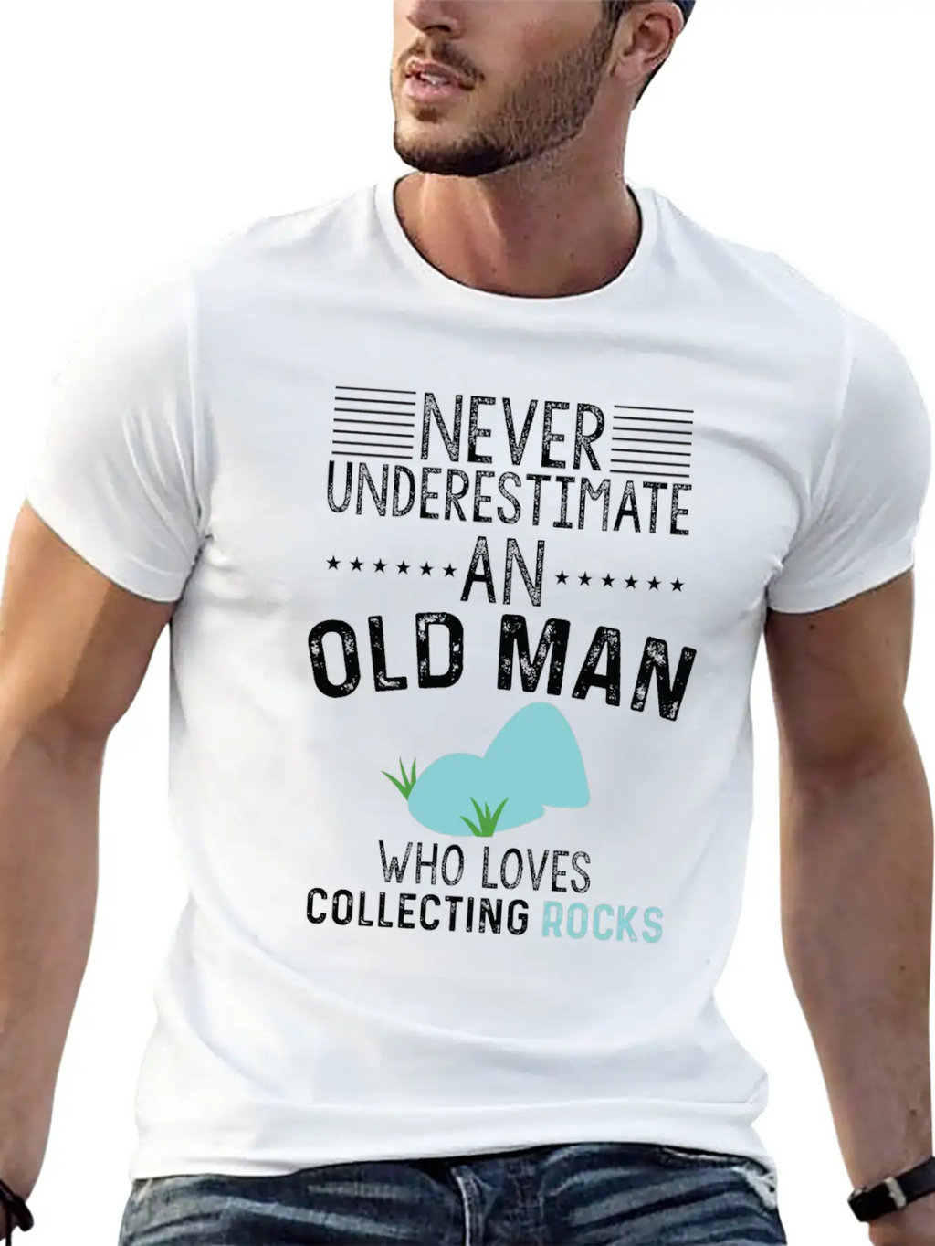Funny Old Man Loves Collecting Rocks Gift Unisex Casual T-Shirt – Clean Design For Daily Comfort