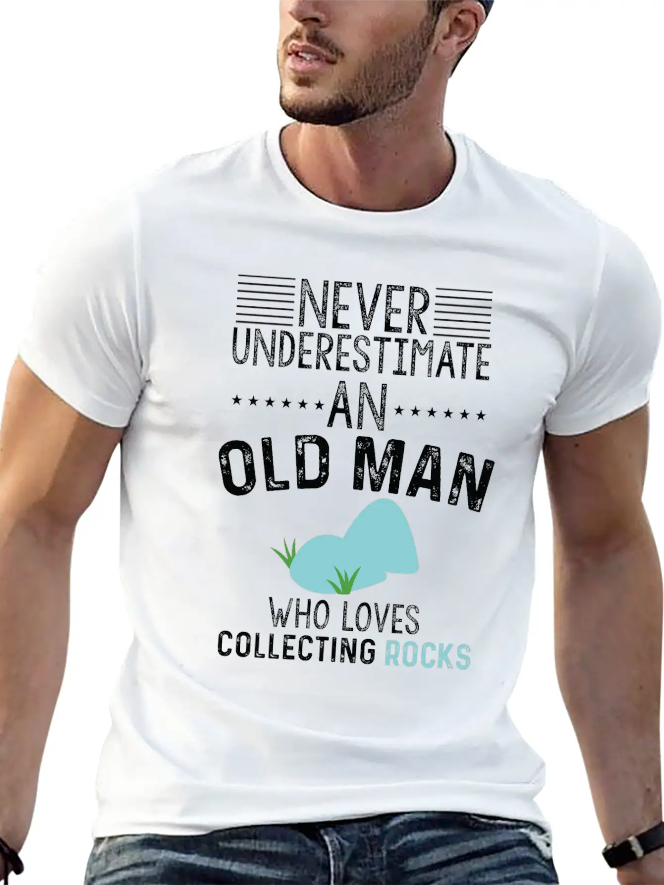 Funny Old Man Loves Collecting Rocks Gift Unisex Casual T-Shirt – Clean Design For Daily Comfort