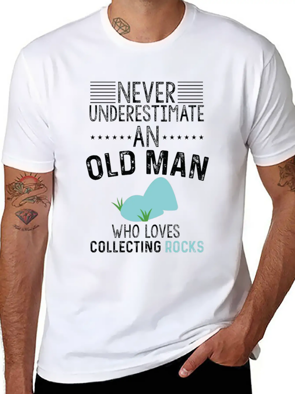 Funny Old Man Loves Collecting Rocks Gift Unisex Casual T-Shirt – Clean Design For Daily Comfort