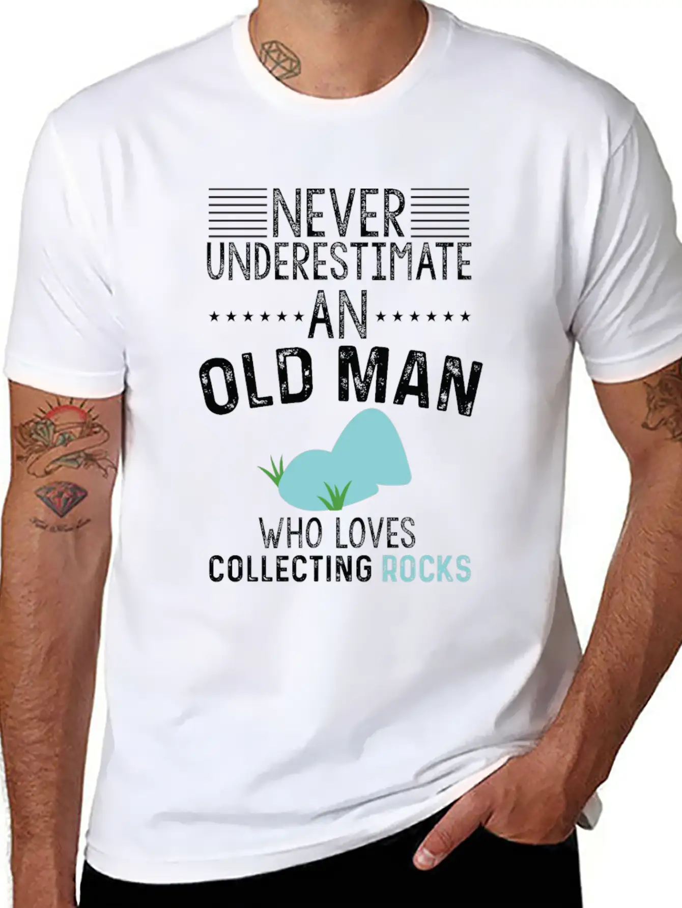 Funny Old Man Loves Collecting Rocks Gift Unisex Casual T-Shirt – Clean Design For Daily Comfort
